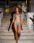 blue halter shell bikini top