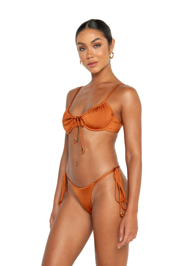 nora bottoms espresso brown tie side adjustable bikini bottoms